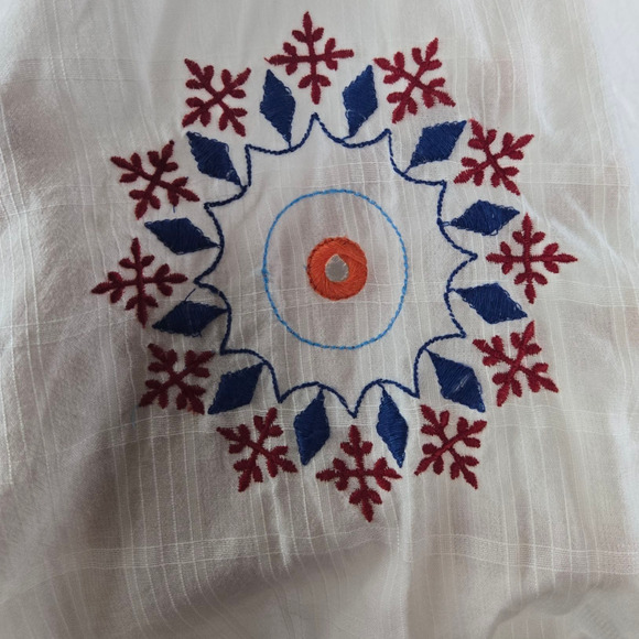 AREA Stars White Embroidered Handkerchief Tassel Boho Hi Low Dress Size Medium - Picture 4 of 13